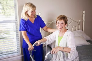 Home healthcare worker with senior woman